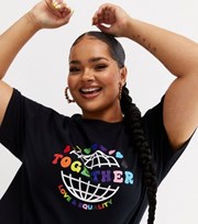 Lgbt Charity Curves Black Heart World Together Logo Pride Charity T-Shirt